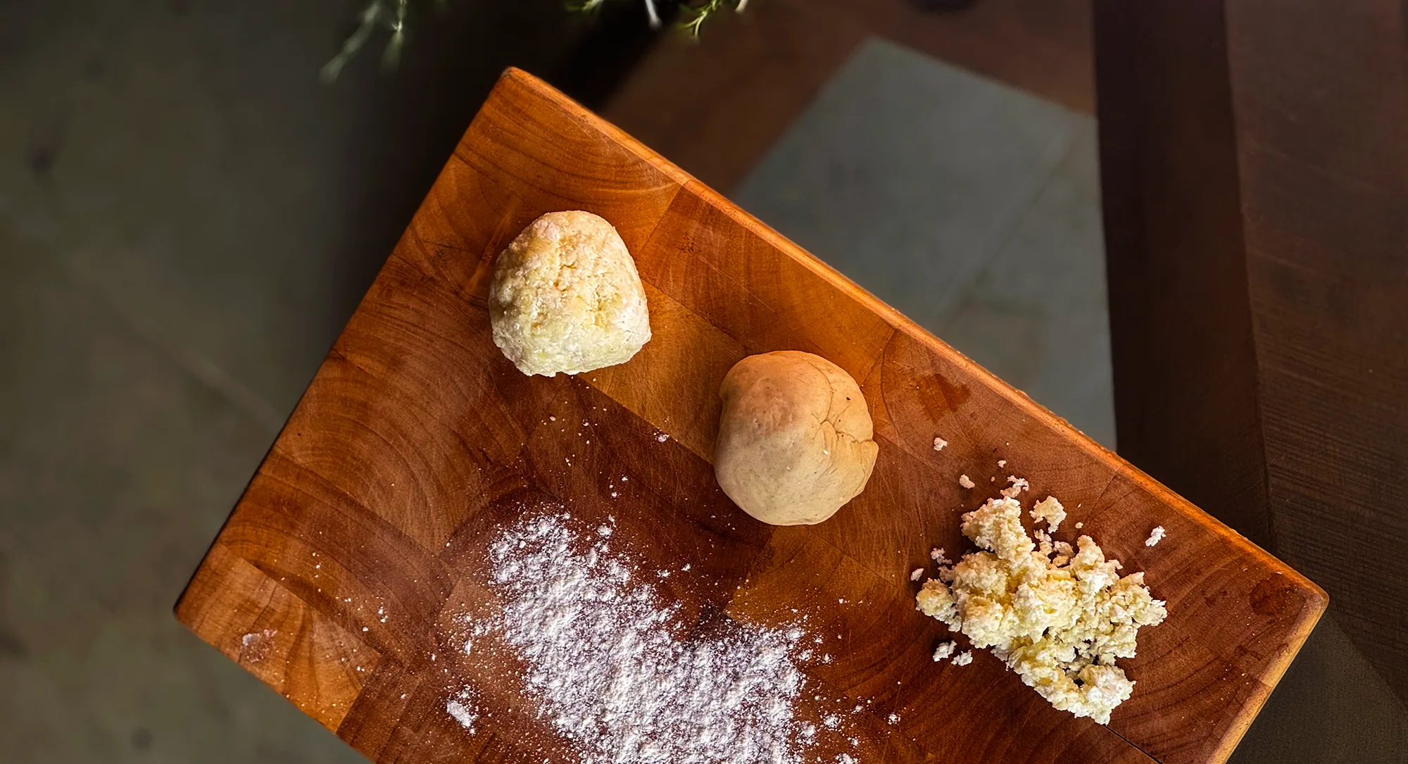 Khachapuri ingredients on a chopping board ready for cooking